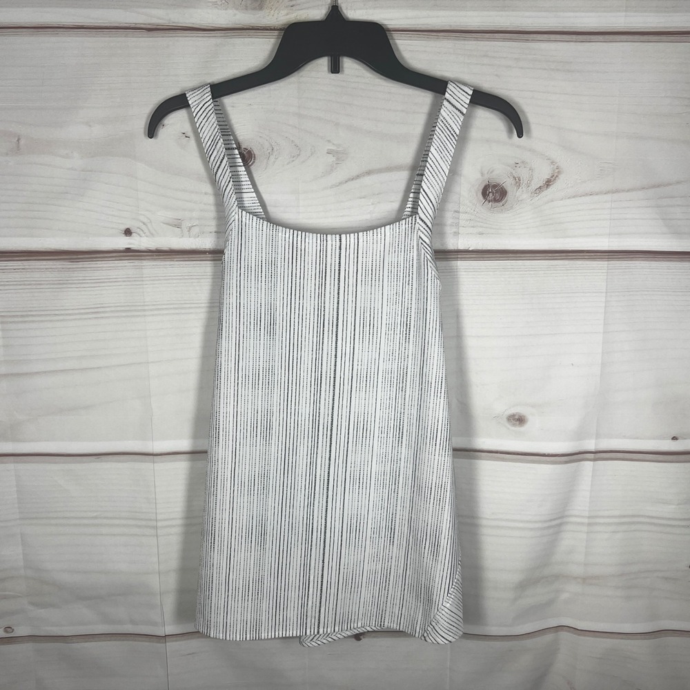 Athleta Arrival Tank Top Women Small White Stripe Camisole Criss Cross Back